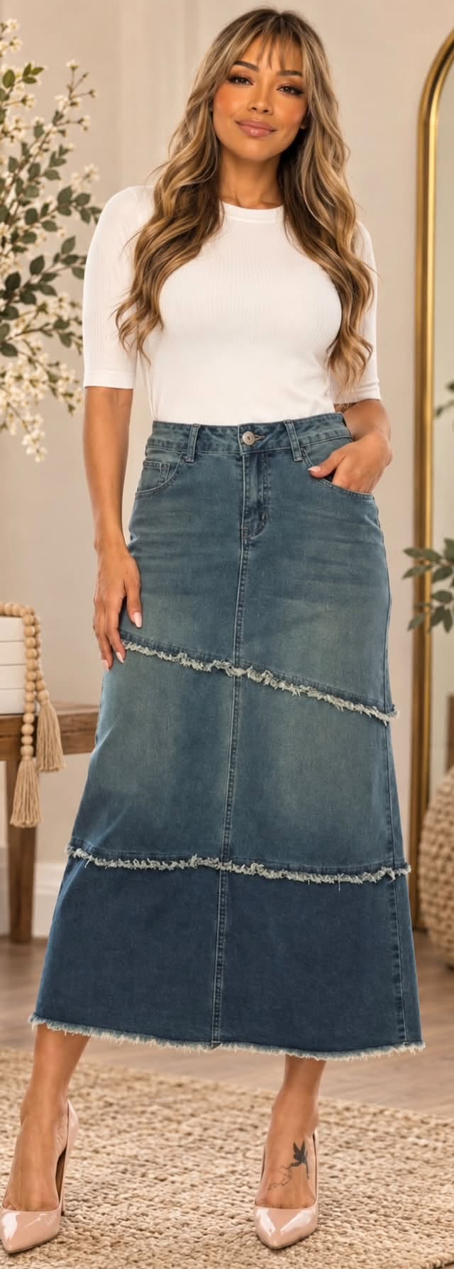 ✨ Be-Girl Stretch Denim Maxi Skirt