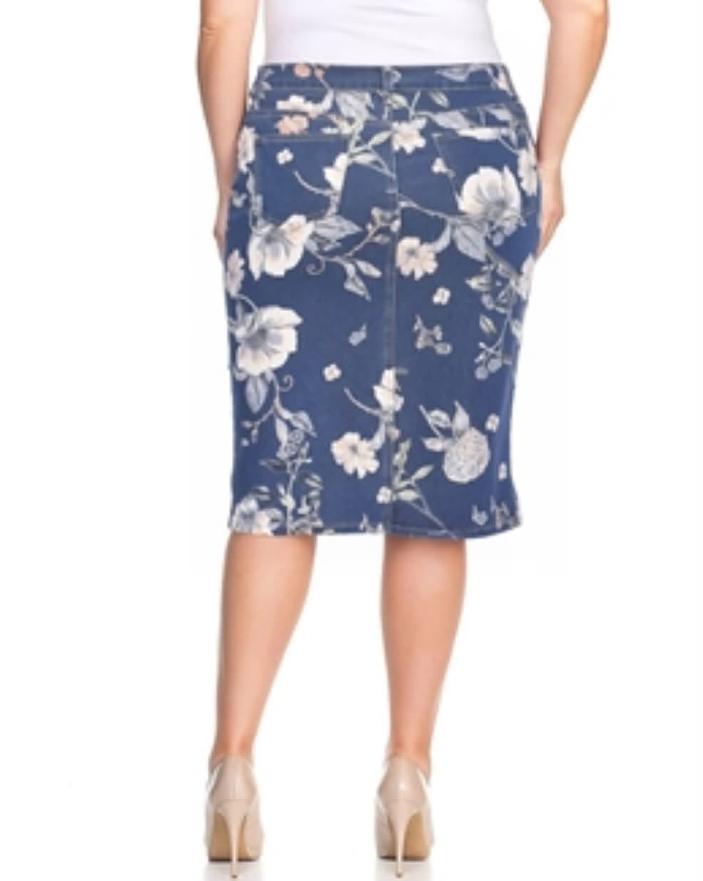 🌸 Be-Girl Floral Stretch Denim Skirt