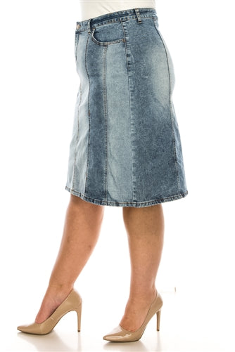 Snow Wash Calf length skirt