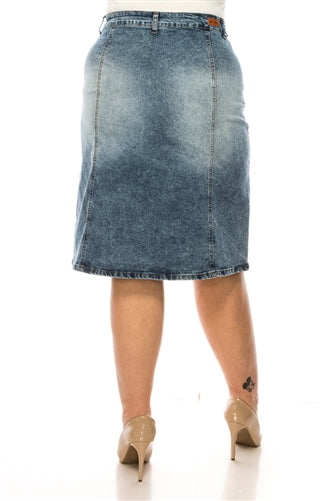 Snow Wash Calf length skirt