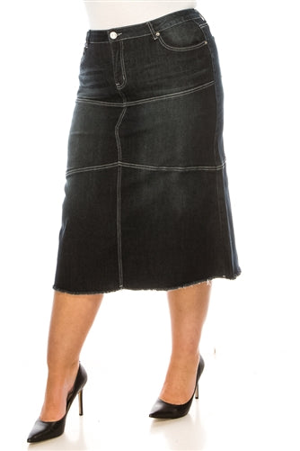 Black Wash midi length skirt