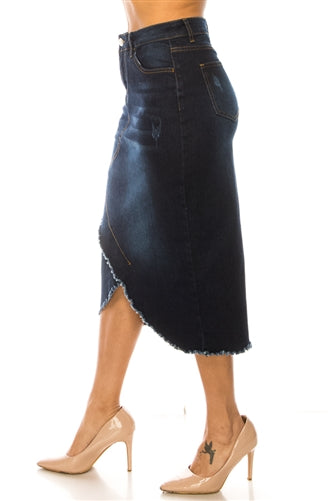 Preorder Dk.Indigo Wash midi length skirt