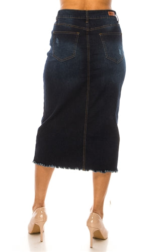 Preorder Dk.Indigo Wash midi length skirt