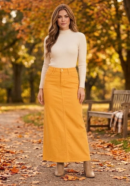 Preorder: Mustard long skirt