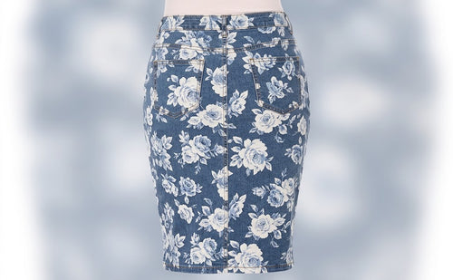 Rose Stone Wash middle length skirt