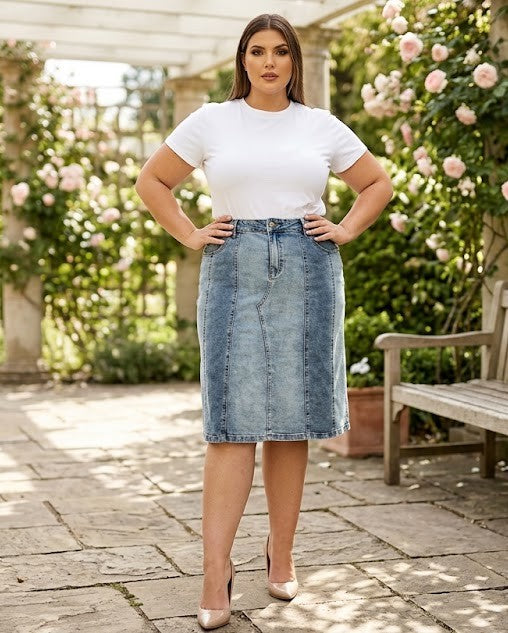 Snow Wash Calf length skirt