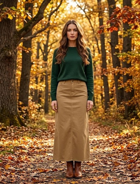 PreOrder Khaki long skirt